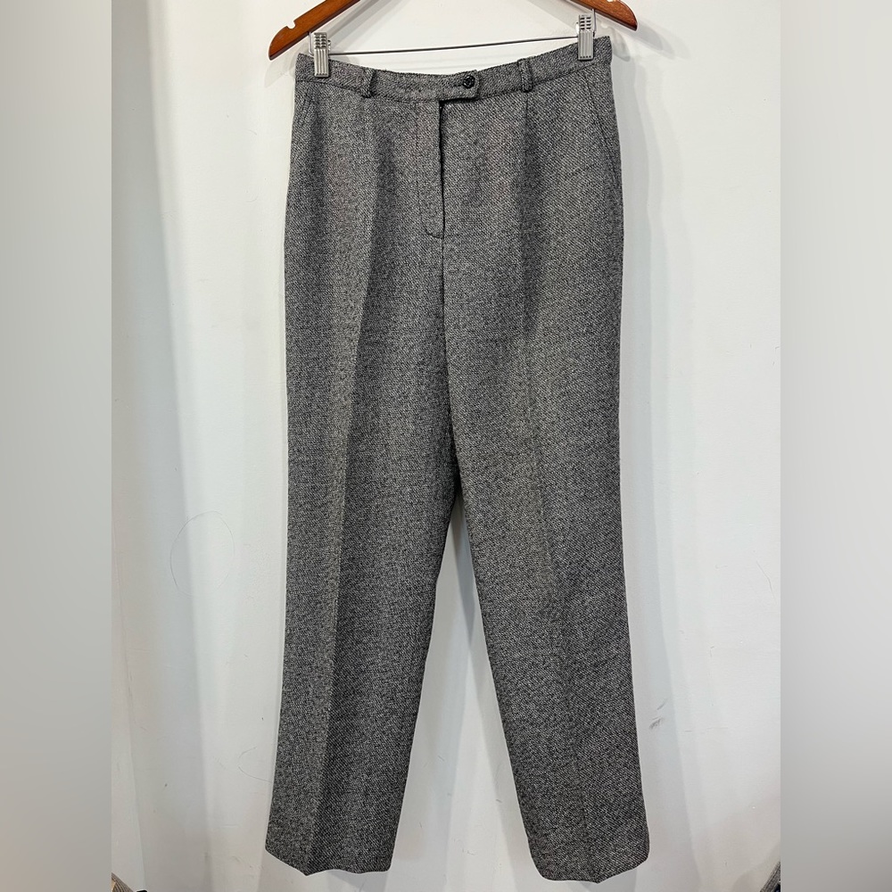 Wool Straight Leg Pants Black/ White Pockets Full Lining